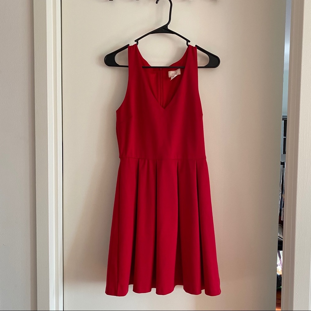 Pleated Red Dress